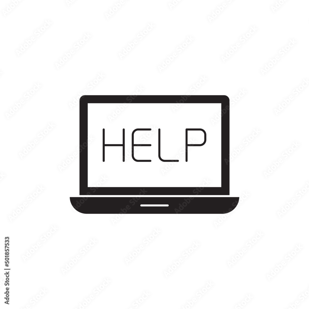 Online help support icon in black flat glyph, filled style isolated on white background Online help support icon in black flat glyph, filled style isolated on white background