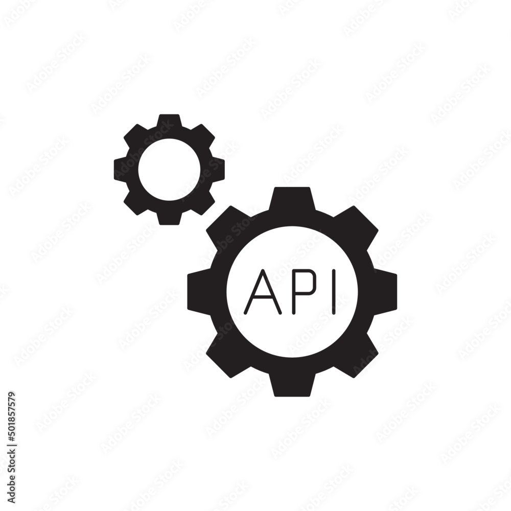 Api application icon in black flat glyph, filled style isolated on white background Api application icon in black flat glyph, filled style isolated on white background