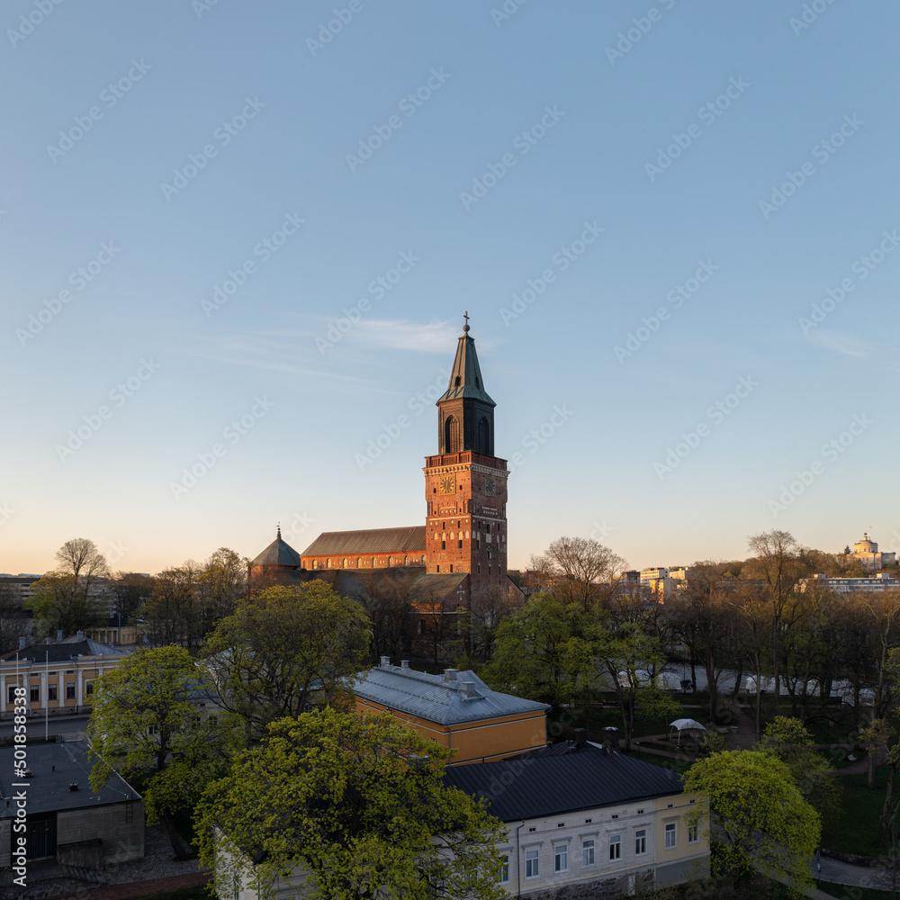 Turku cathedral in fresh spring morning in Turku, Finland