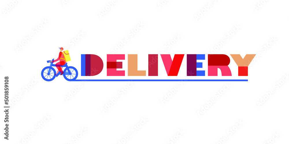 Vector image, delivery logo with cyclist Vector image, delivery logo with cyclist