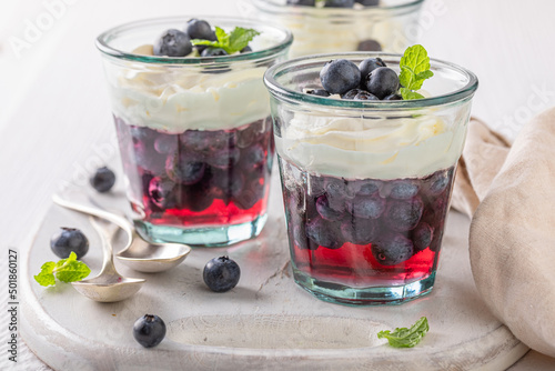 Delicious and tasty jelly made of fruits and cream.