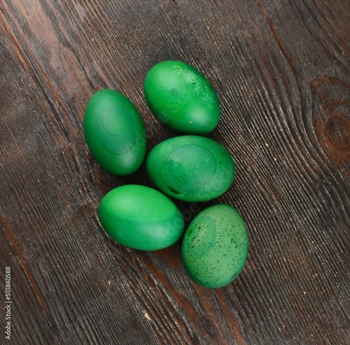 easter eggs on wooden background