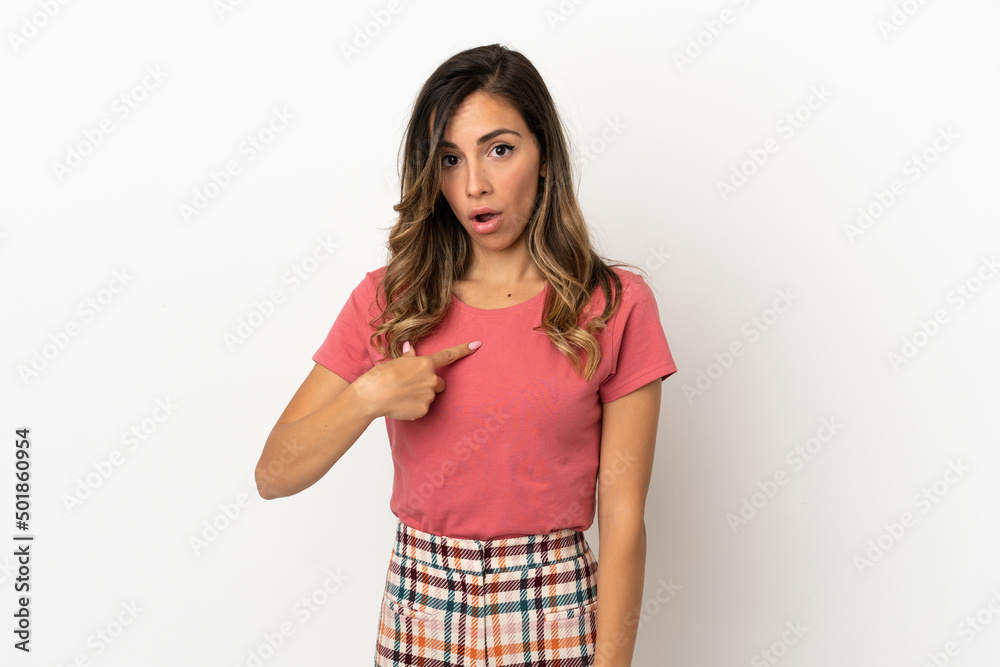 Young woman over isolated background pointing to oneself Young woman over isolated background pointing to oneself