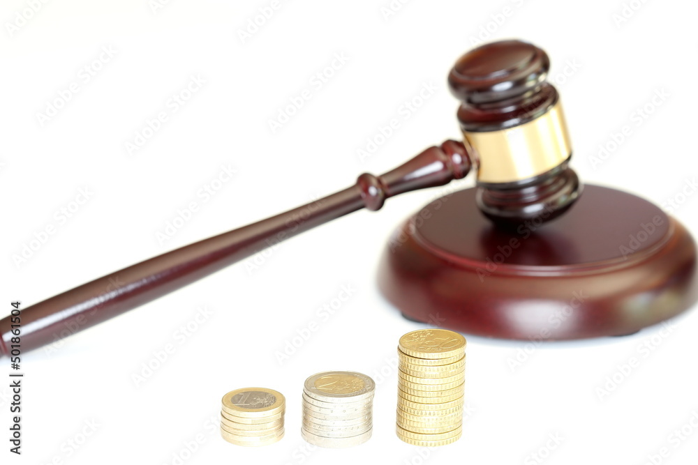 auction symbol with calculator and gavel on a  background