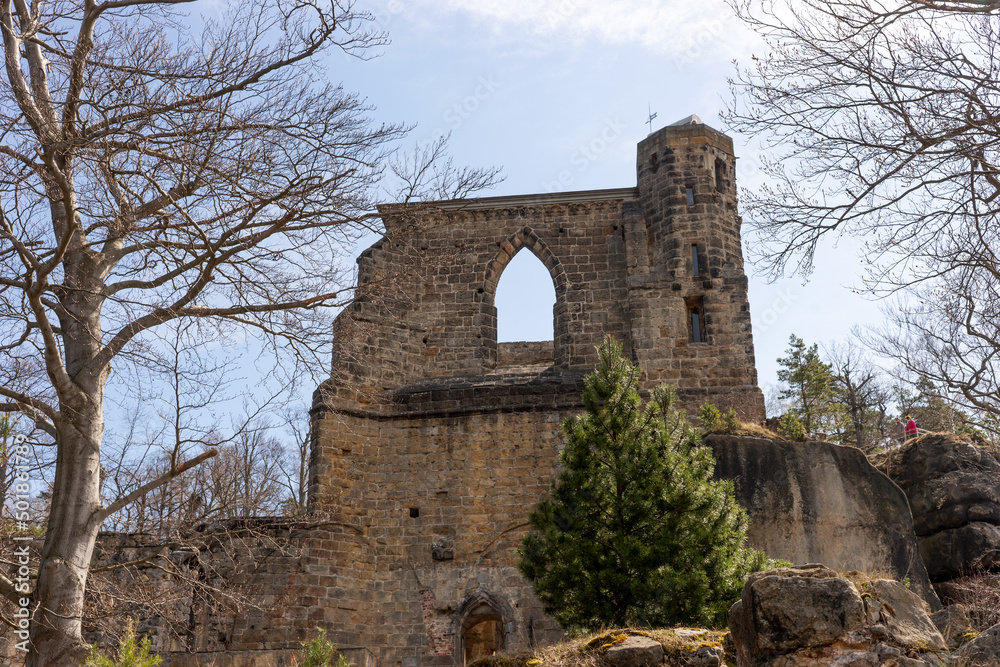 Part of the ruined monastery on the mountain Oybin. Saxony. Germany