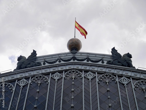 Madrid, Spain, 12.04.2022. Exterior view of old Atocha train station, known for its botanical garden.