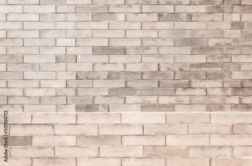 Beige brick wall panoramic background texture. Home and office design backdrop