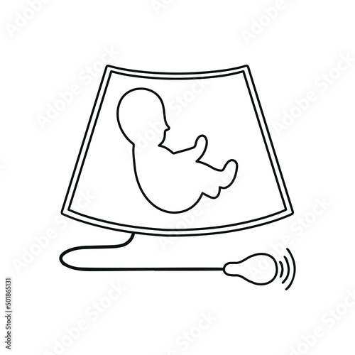 Pregnancy management icon. Embryo on ultrasound. Gynecology, obstetrics.