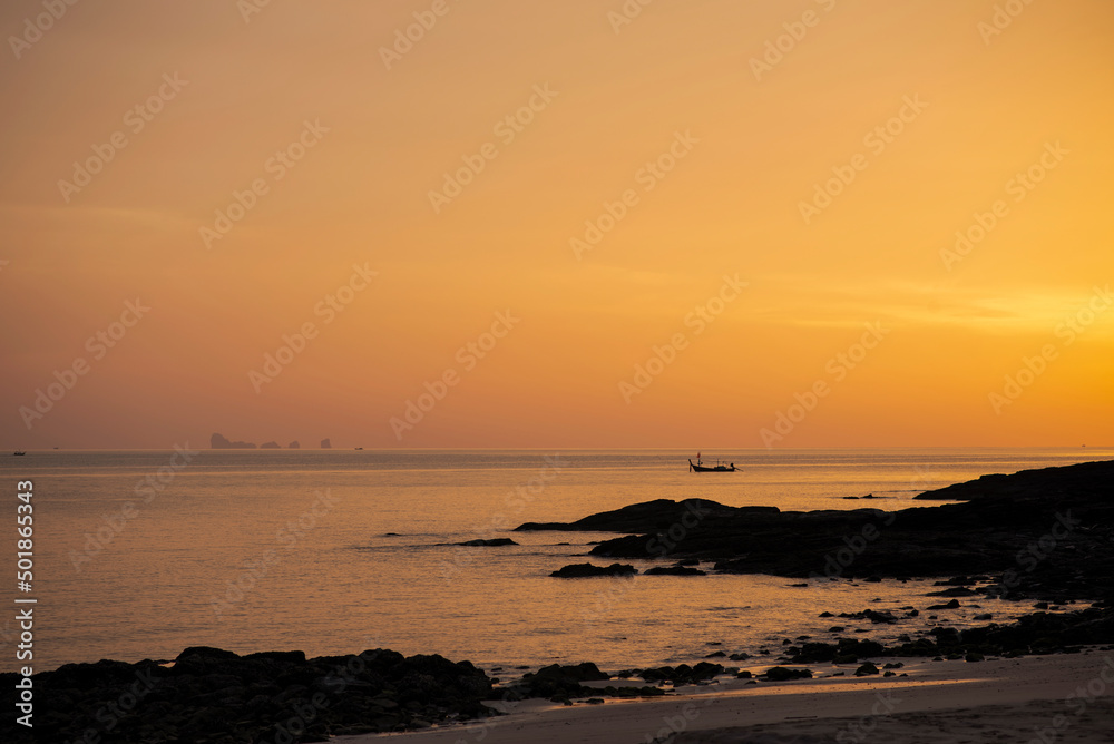The sky in the morning or evening on the beach of Thailand The sky in the morning or evening on the beach of Thailand