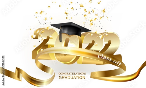 Class of 2022, word lettering script. Congrats Graduation lettering with academic cap,