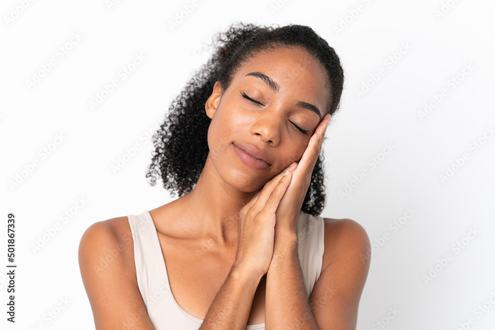Young African American woman isolated on white background Young African American woman isolated on white background