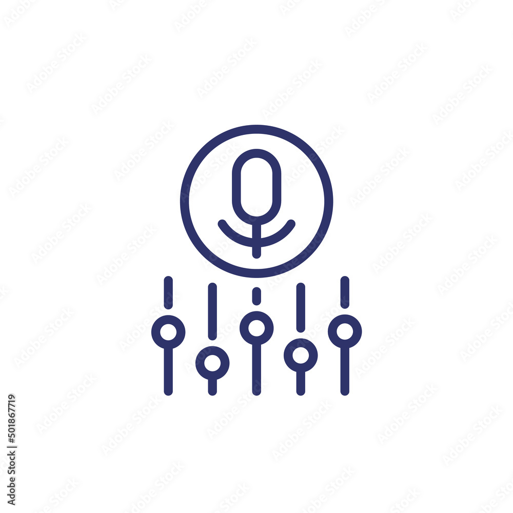 microphone settings line icon on white microphone settings line icon on white