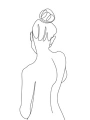 Fototapete Eine Linie Frauenrücken Akt Linienzeichnung minimalistisch  © Sadam