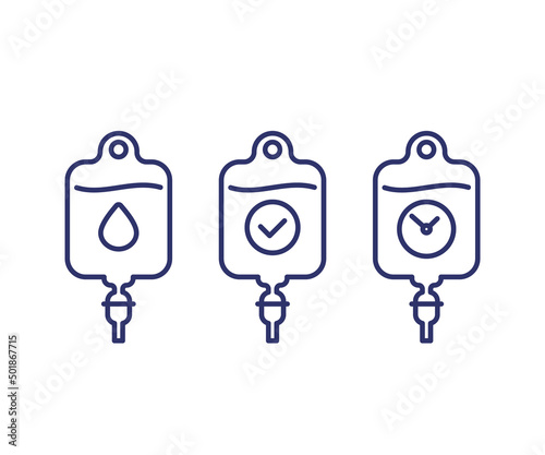 iv bag line icons on white