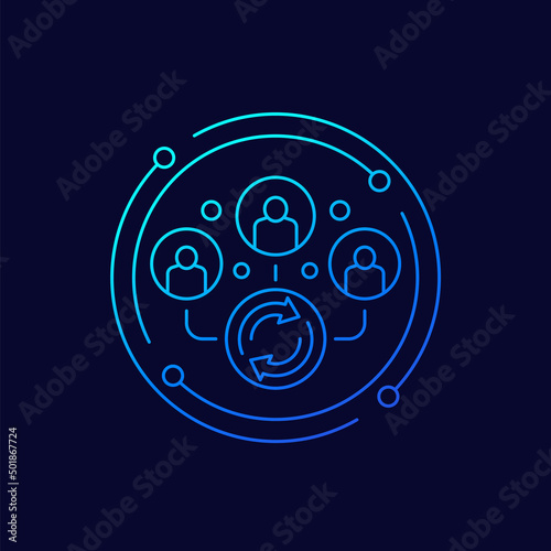 lead generation line vector icon with people