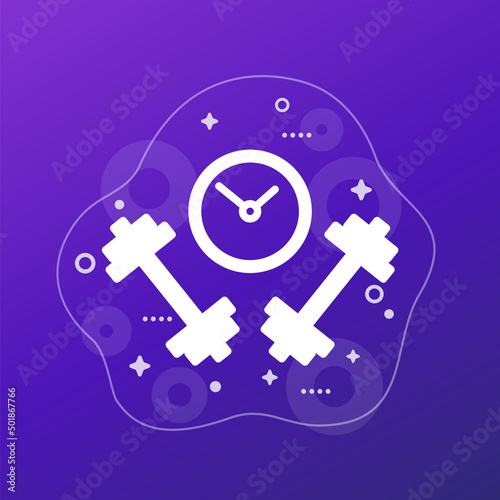 training or workout time vector icon