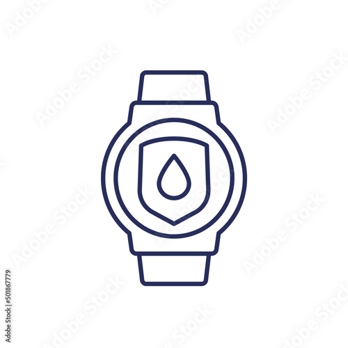 waterproof watch line icon on white