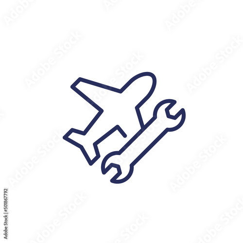 airplane repair service line icon with a wrench