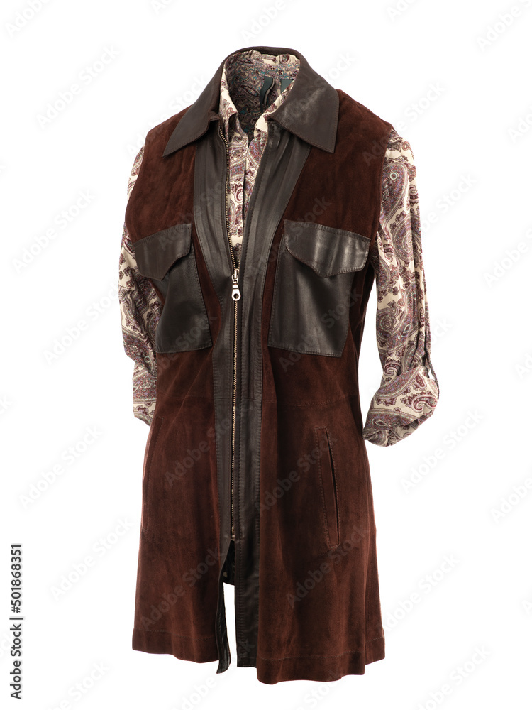 Naklejka premium Suede jacket isolated on white background 