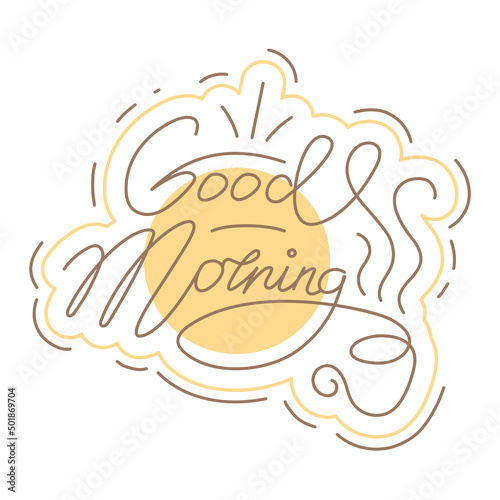 Hello Morning Sign. Motivational Vector Lettering For Cards Or Social Media Posts. Isolated On White Background