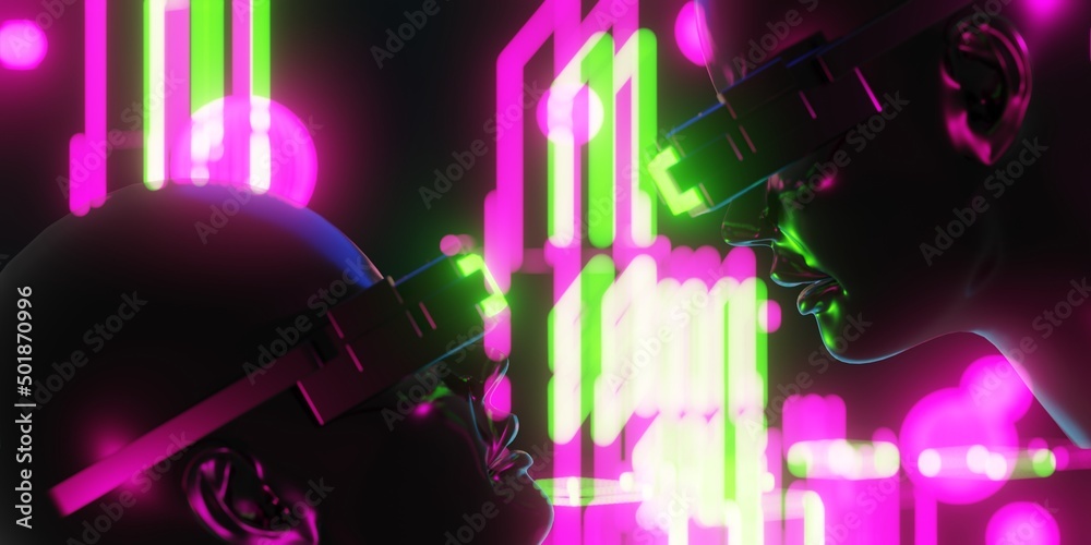 metaverse vr virtual reality with network, gaming of simulation, cyberpunk gamer background, 3d rendering illustration, scifi ai robot technology metaverse vr virtual reality with network, gaming of simulation, cyberpunk gamer background, 3d rendering illustration, scifi ai robot technology