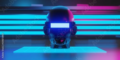 Fototapeta metaverse vr virtual reality with network, gaming of simulation, cyberpunk gamer