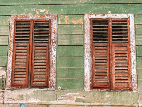 old window with shutters