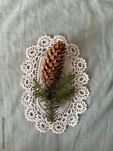 Christmas decoration with pine cones