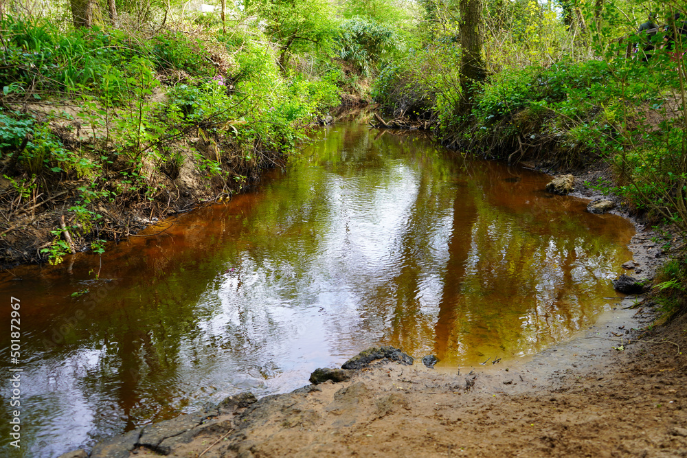 View of a small river flowing in the countryside View of a small river flowing in the countryside