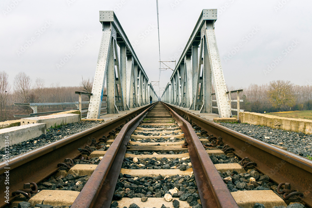 iron bridge and train tracks, railway track iron bridge and train tracks, railway track