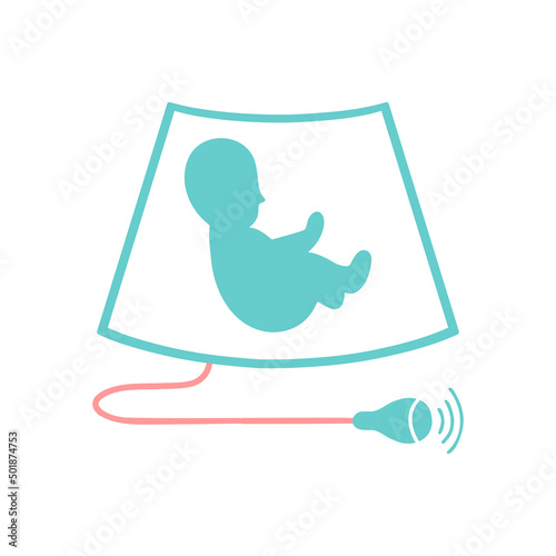 Pregnancy management icon. Embryo on ultrasound. Gynecology, obstetrics.