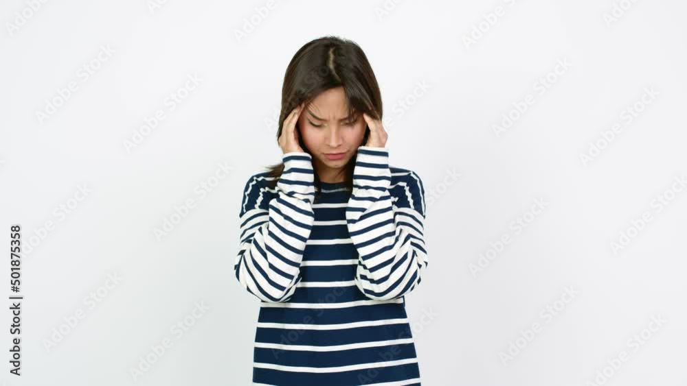Young brunette woman unhappy and frustrated with something over isolated background Young brunette woman unhappy and frustrated with something over isolated background