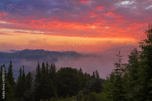 Sunrise in the Eastern Carpathians. Ukraine. © Vitalfoto