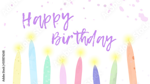 Happy birthday aquarelle candles. Hand drawn watercolor set. Vector illustration