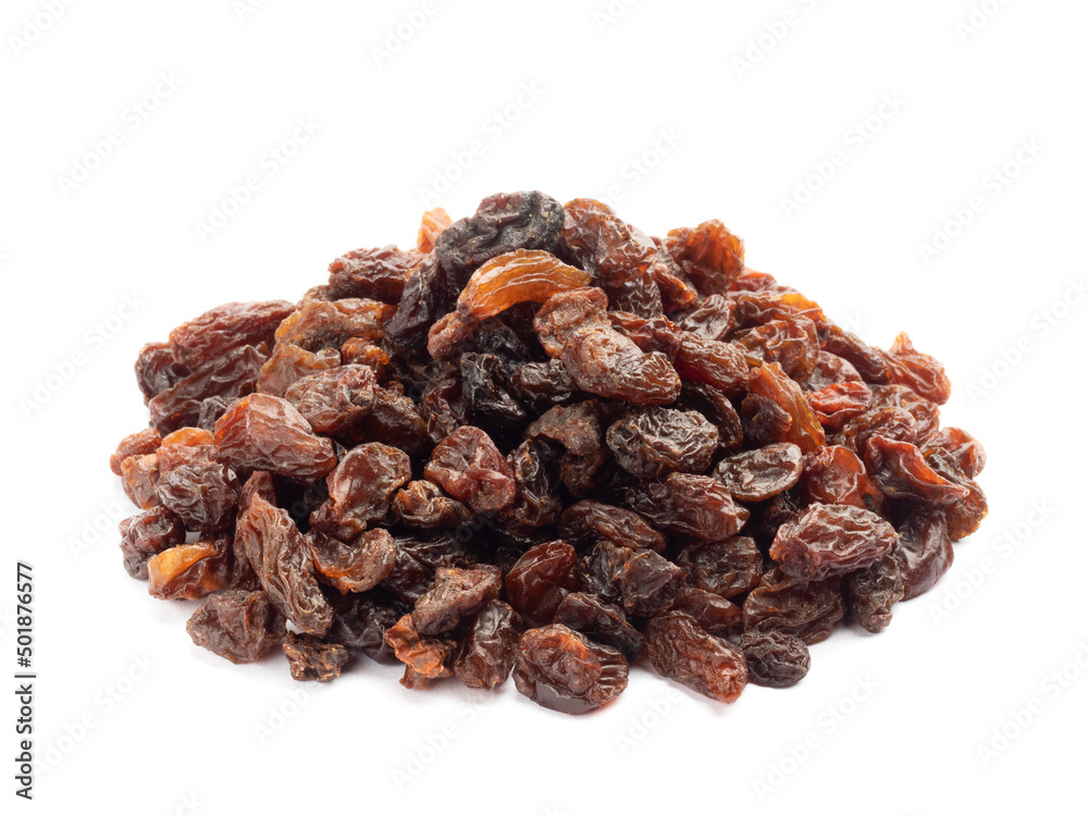 Bunch of Raisin isolated on white background. Macro. Vegetarian concept Bunch of Raisin isolated on white background. Macro. Vegetarian concept
