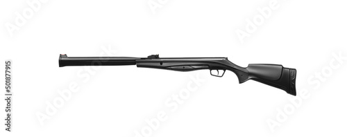 A modern air rifle with a futuristic design. Pneumatic weapons for sports and entertainment. Isolate on a white back