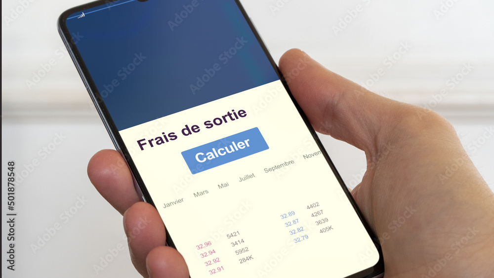 Calculer frais de sortie. Texte en français. Calculer frais de sortie. Texte en français.