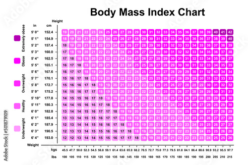 Body Mass Index (BMI) Chart. BMI Calculator To Checking Your Body Mass Index. Colorful Symbols. Vector Illustration.