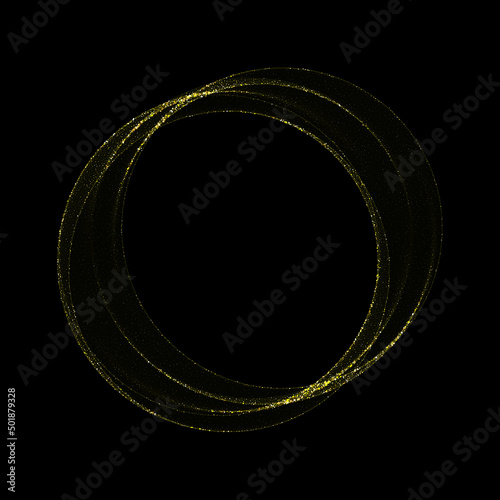 Round wave pattern with glitter. Golden circle. Abstract decor element. eps 10