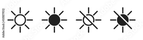 Brightness iocn set. Sun icon. Brightness level. Vector EPS 10