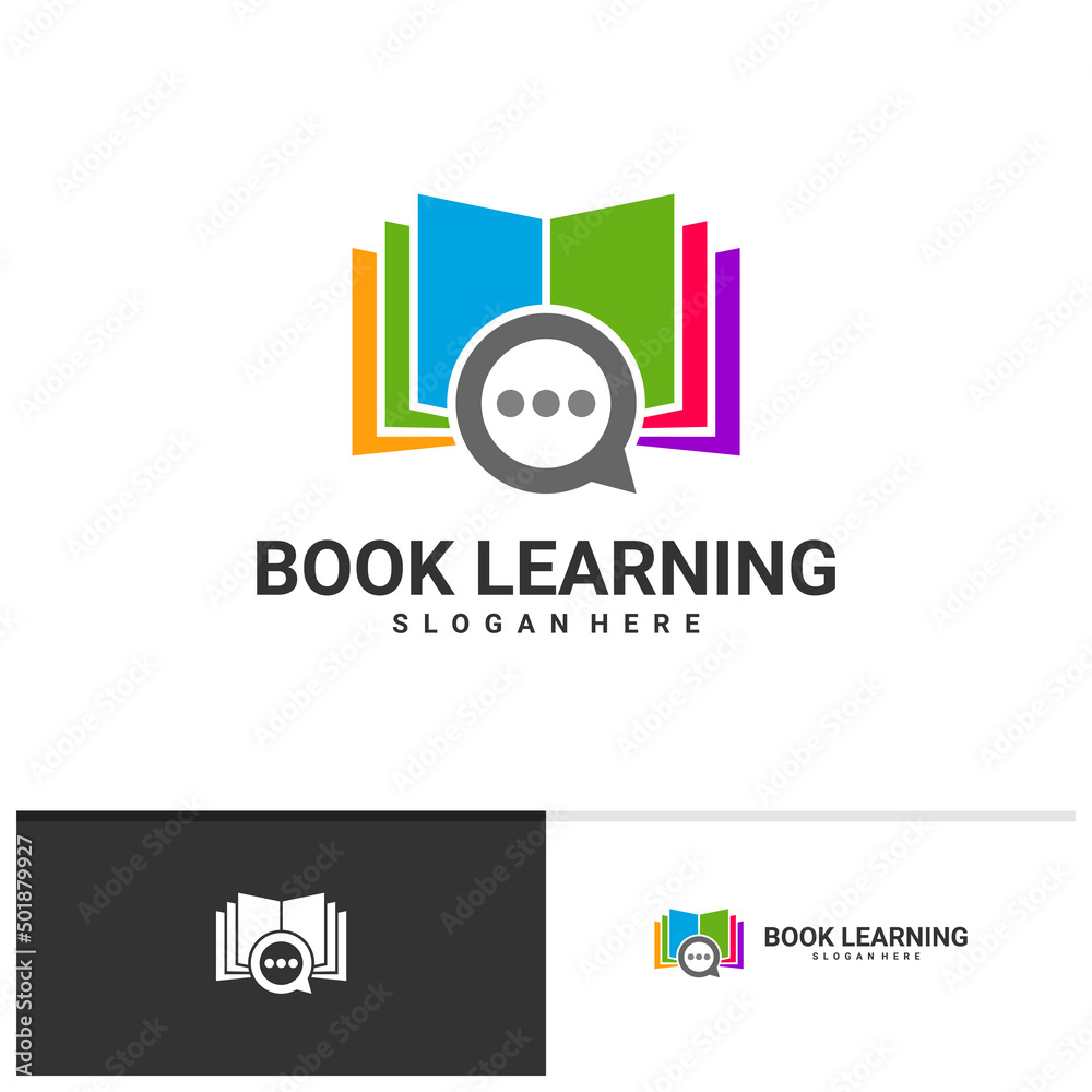 Chat Book logo vector template, Creative Book logo design concepts Chat Book logo vector template, Creative Book logo design concepts