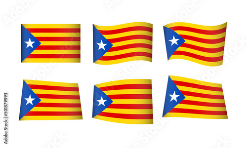 Estelada Catalonia Flag Catalan Flags Catalonian Vector Set Barcelona Nation State National Symbol Local Icon Banner Label Senyera All Every Independence Nationalism Civil Flag Spain Spanish Patriotic photo