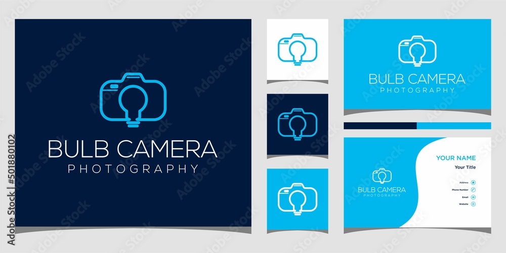 Photo idea logo, lamp with camera design vector simple elegant modern style Photo idea logo, lamp with camera design vector simple elegant modern style