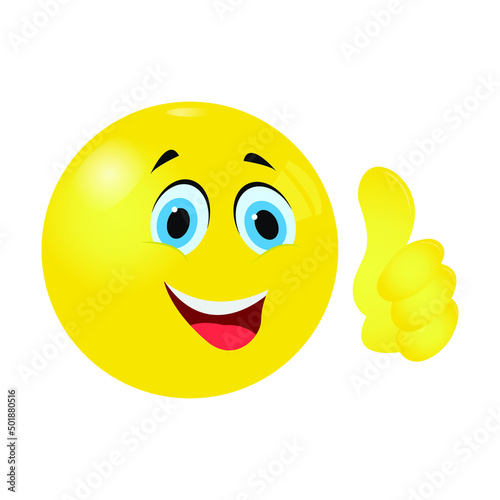 Emoticon 3d face with thumb up vector illustration