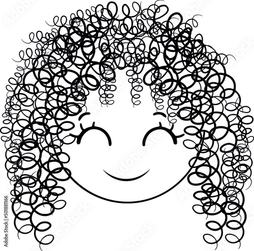 Girl with curly hair, curly girl, face of a girl with curly hair