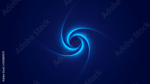 Abstract background with the movement of particles. Cyber tunnel. Moving glowing points. Futuristic infinite space background. Abstract 3d portal.