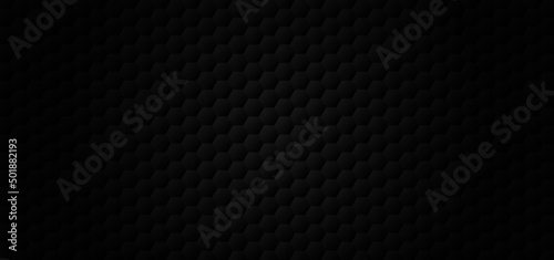 Honeycomb shape black Background, polygon black backdrop, light and shadow on black metal, Embossed Hexagon