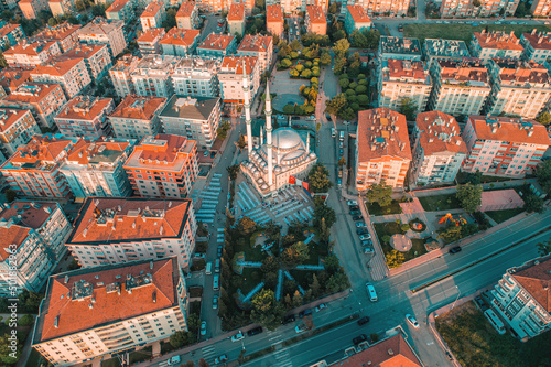 Iftar and mosque view taken by drone from Atakum district of Samsun.