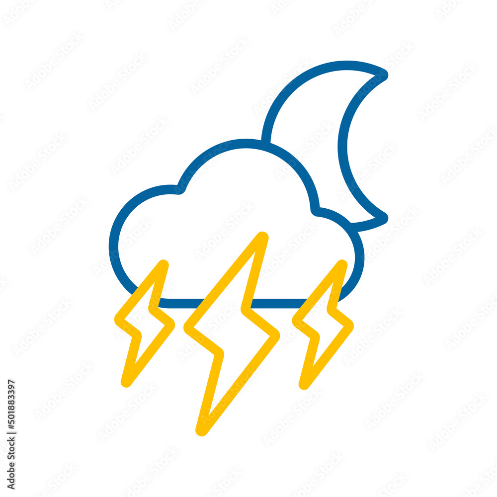 Moon storm cloud vector icon. Rainstorm symbol Moon storm cloud vector icon. Rainstorm symbol