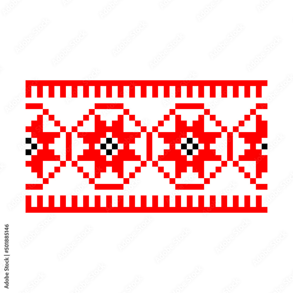 Obraz premium Pixelized pattern Vyshyvanka Traditional Ethnic Ukrainian Seamless Pattern slavic ornament